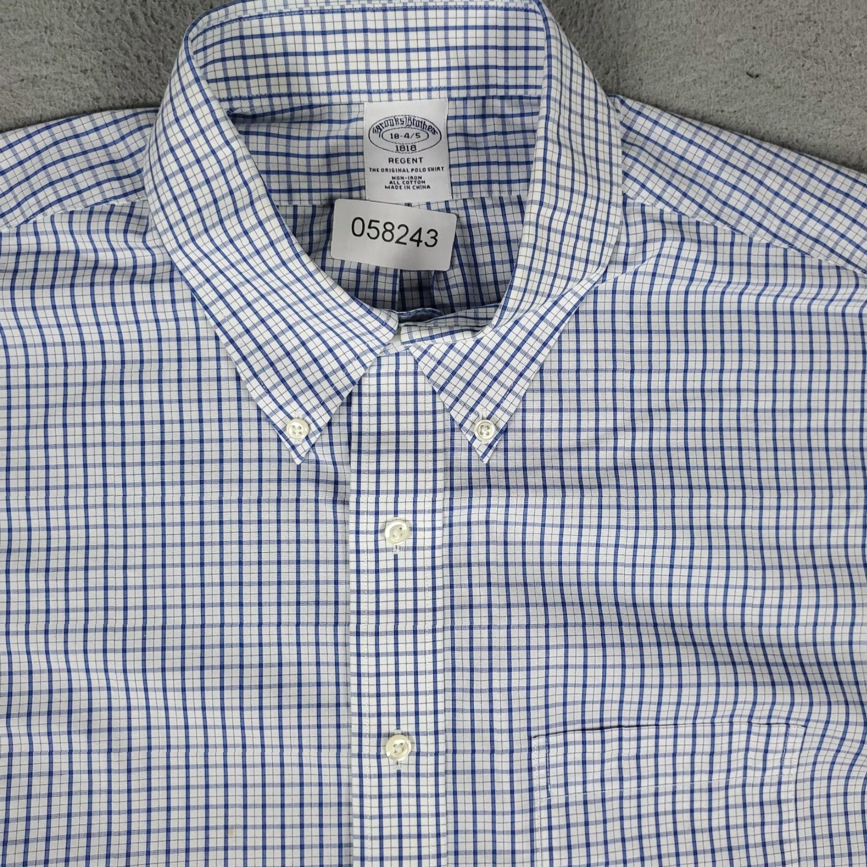 Brooks Brothers BROOKS BROTHERS Shirt Mens Size 18 Blue Plaid Regent Dress Button Up Long Sleeve Regular Collar Point Non-Iron Pockets Classic Look Mens 18 Size 48R - 2 Thumbnail