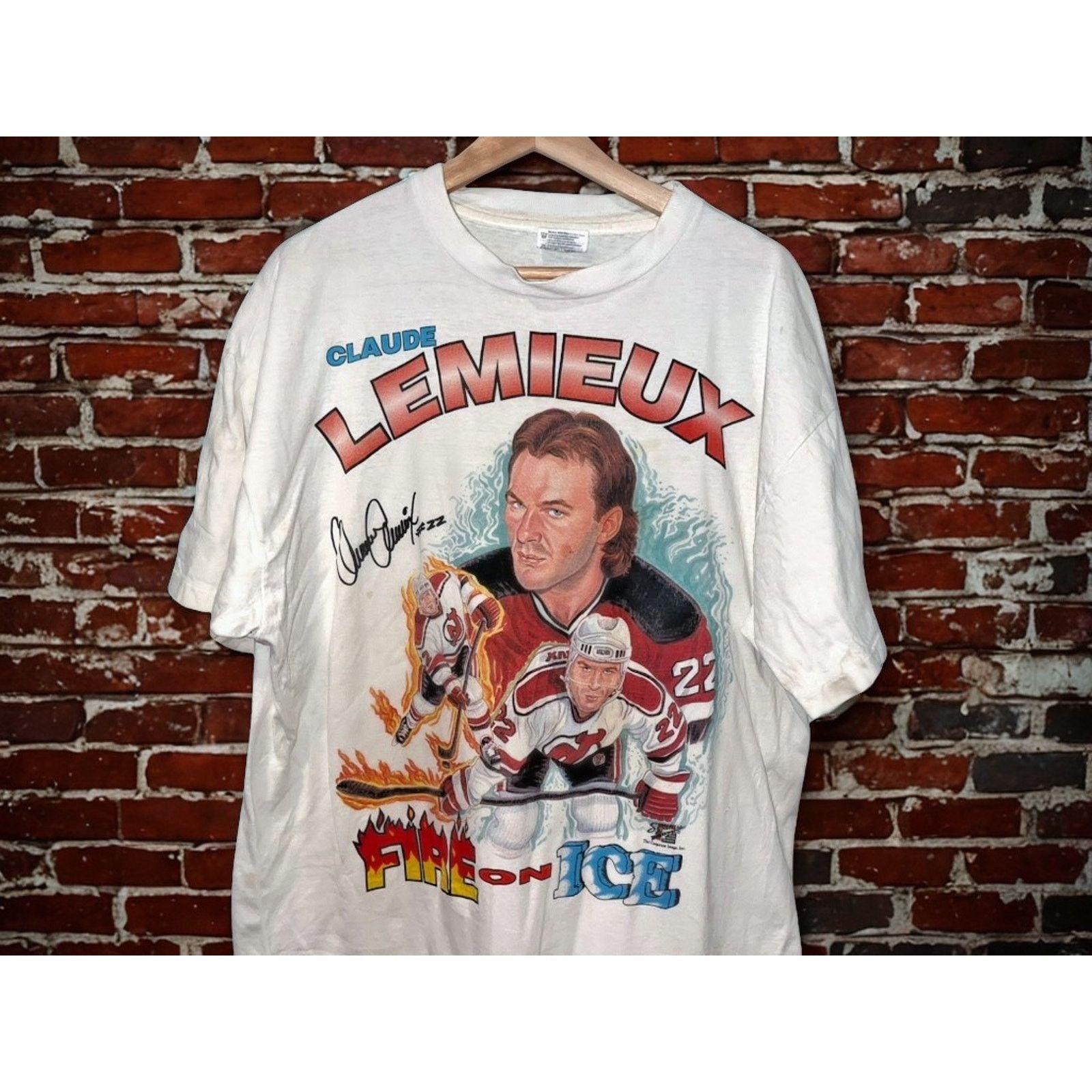 Hanes Claude Lemieux New Jersey Devils Fire On Ice T Shirt XL NHL Size US XL / EU 56 / 4 - 2 Thumbnail
