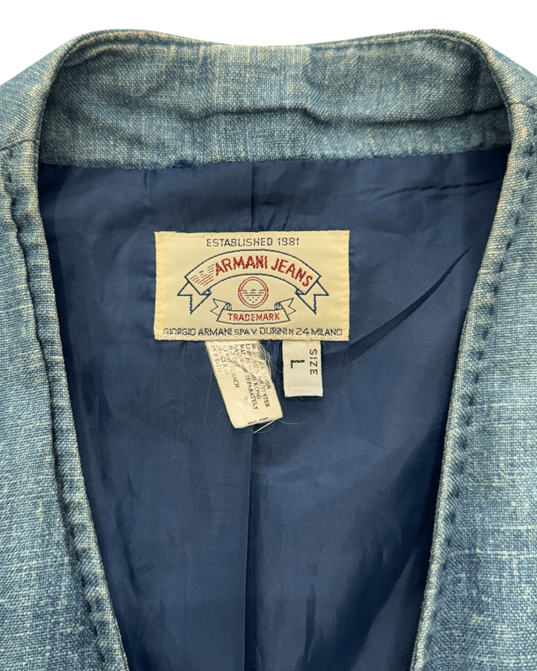 Giorgio Armani Armani Jeans 90s Linen Jacket Blue Size US L / EU 52-54 / 3 - 9 Thumbnail