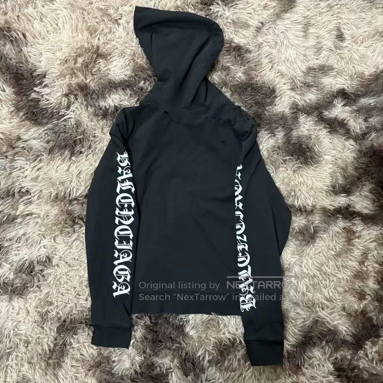 Balenciaga Balenciaga Destroyed Hooded Jacket with Sanskrit Size US L / EU 52-54 / 3 - 2 Thumbnail
