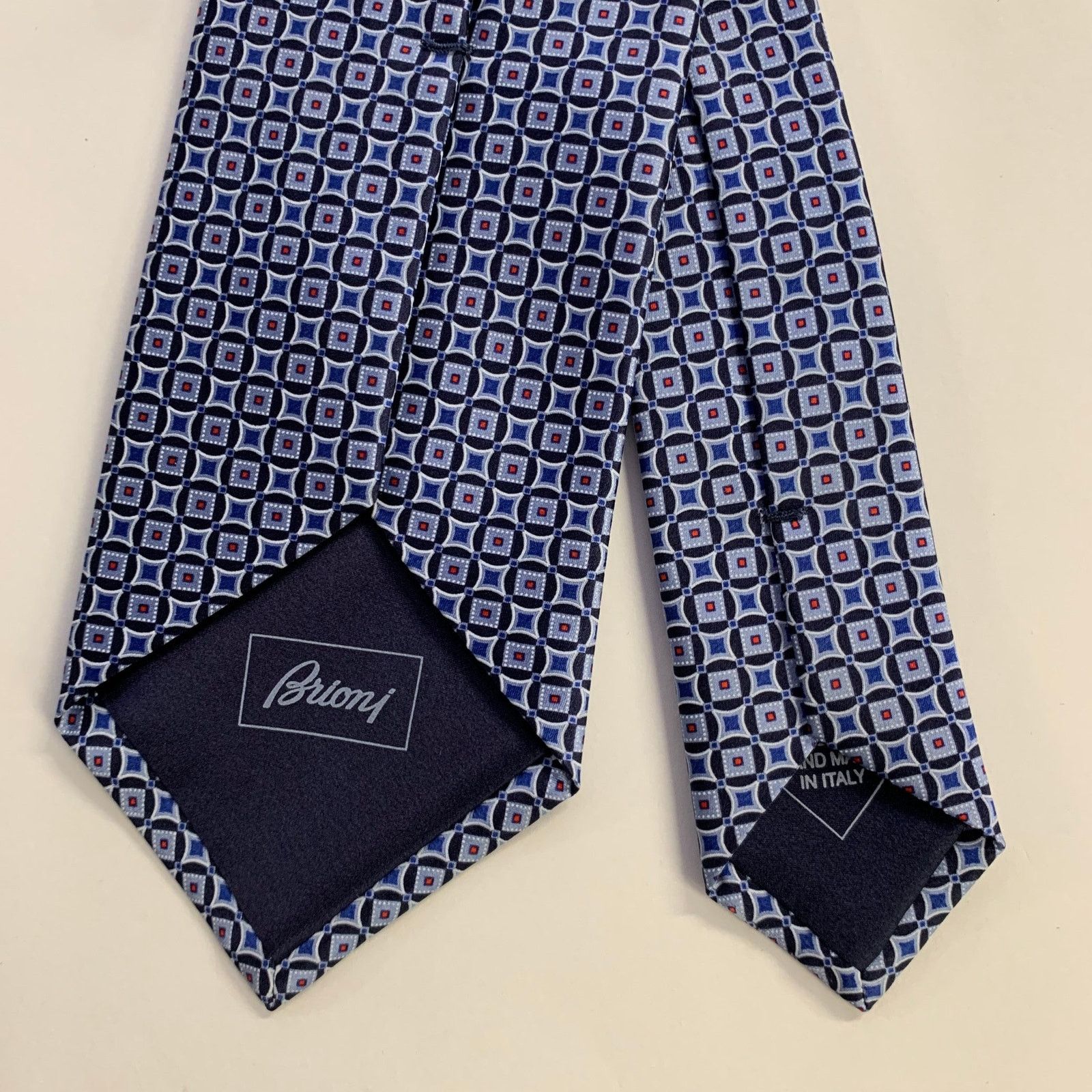 Brioni BRIONI Navy White Geometric Silk Tie Clip Size ONE SIZE - 2 Thumbnail