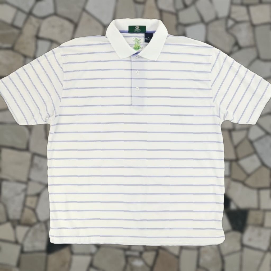 Vintage Bandon Dunes Eco Tee Golf Stretch Striped Polo Shirt White Men's XL Shirt Size US XL / EU 56 / 4 - 1 Thumbnail