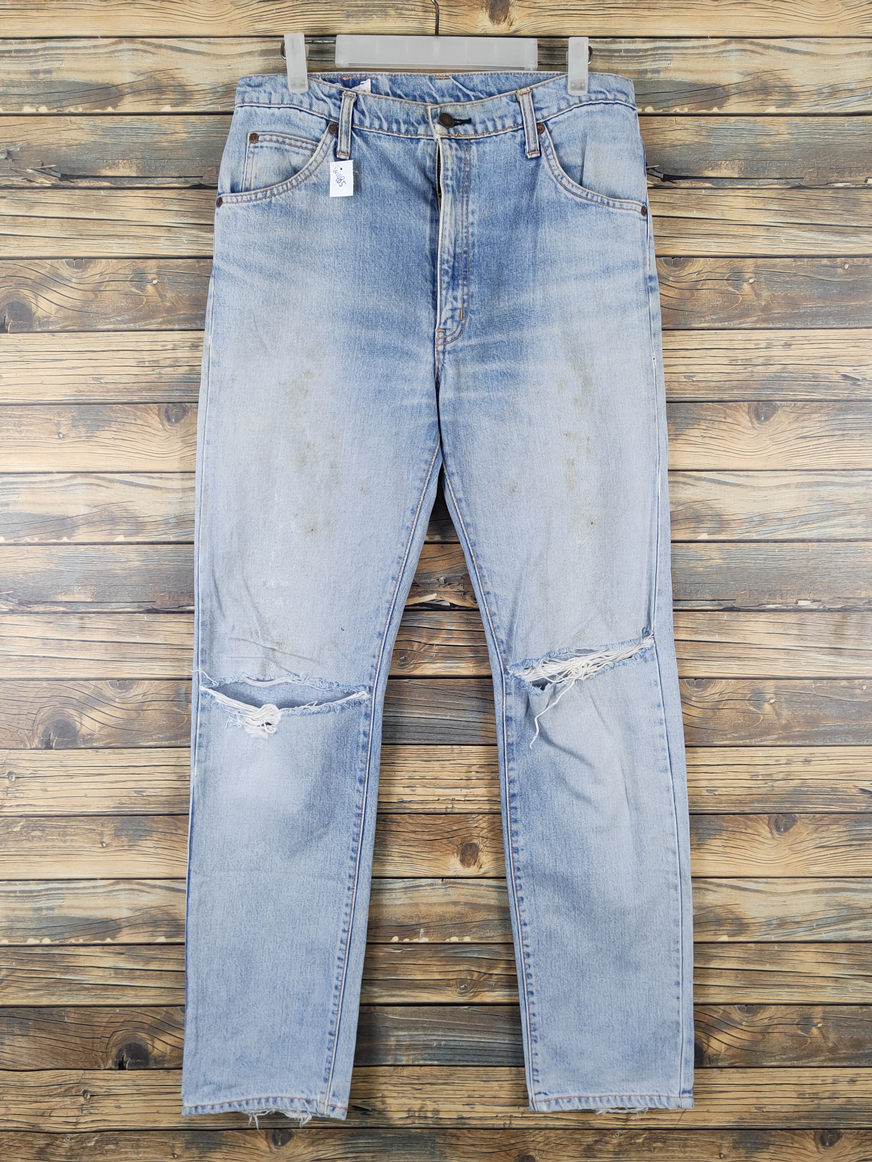 Edwin Edwin Light Blue Distressed Ripped denim Jeans #W1485 Size US 33 - 1 Thumbnail