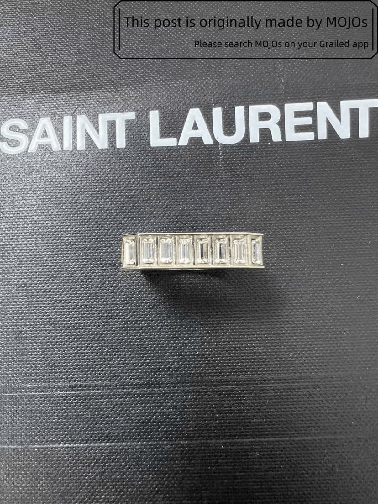 Sz 6 Saint Laurent Paris Silver Gem Ring mojos173011