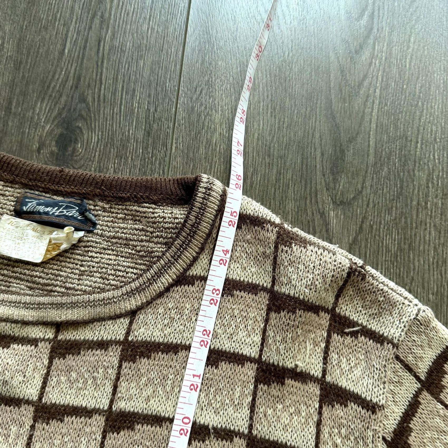 Vintage VINTAGE Hammond Bay Mens XL Beige Brown Check Crewneck Pullover Knit Sweater Skein-Friendly Casual Winter Regular Fit Size US XL / EU 56 / 4 - 8 Thumbnail