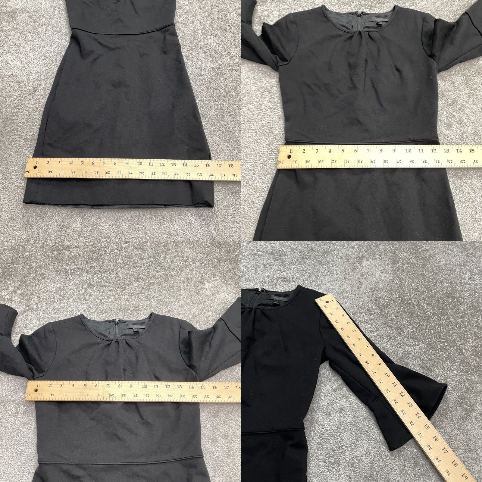 J.Crew J.Crew Bell Sleeve Midi Sheath Dress Womens 00 Ponte Black Pleated Neck Classic Size XXS / US 00 / IT 34 - 8 Thumbnail
