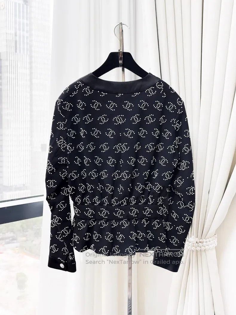 Chanel Chanel 23C black heavy industry white studs full of logo s Size XS / US 0-2 / IT 36-38 - 3 Thumbnail