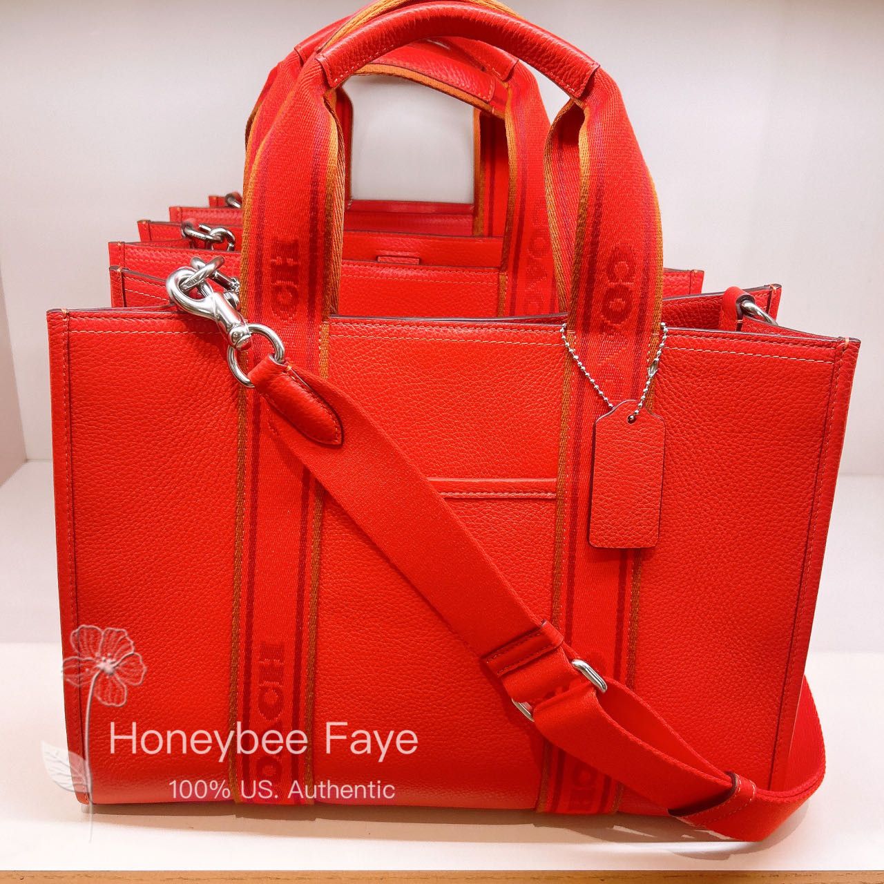 image of NWT Coach Smith Tote Cm067 in Red, Women's