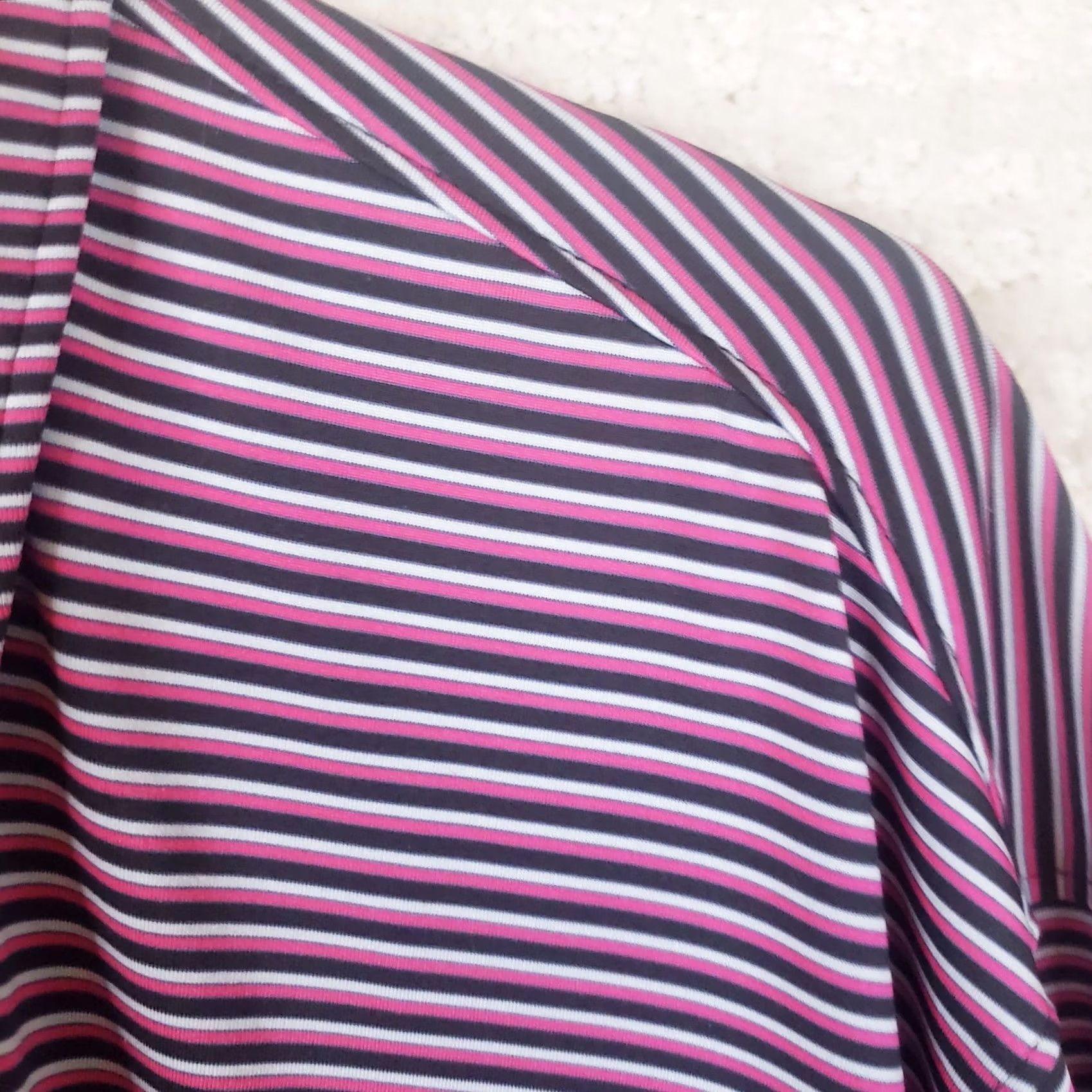 Cutter & Buck Cutter & Buck CB Dry Tec Polo Shirt Black Gray Pink Striped Men 2XL Adult Regular Short Sleeve Size US XXL / EU 58 / 5 - 7 Thumbnail