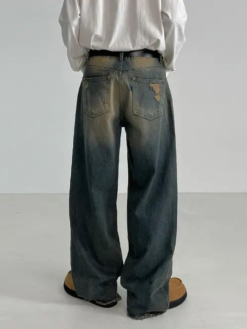 Japanese Brand Pants Men's loose distressed washed jeans y2k Size US 32 / EU 48 - 4 Thumbnail