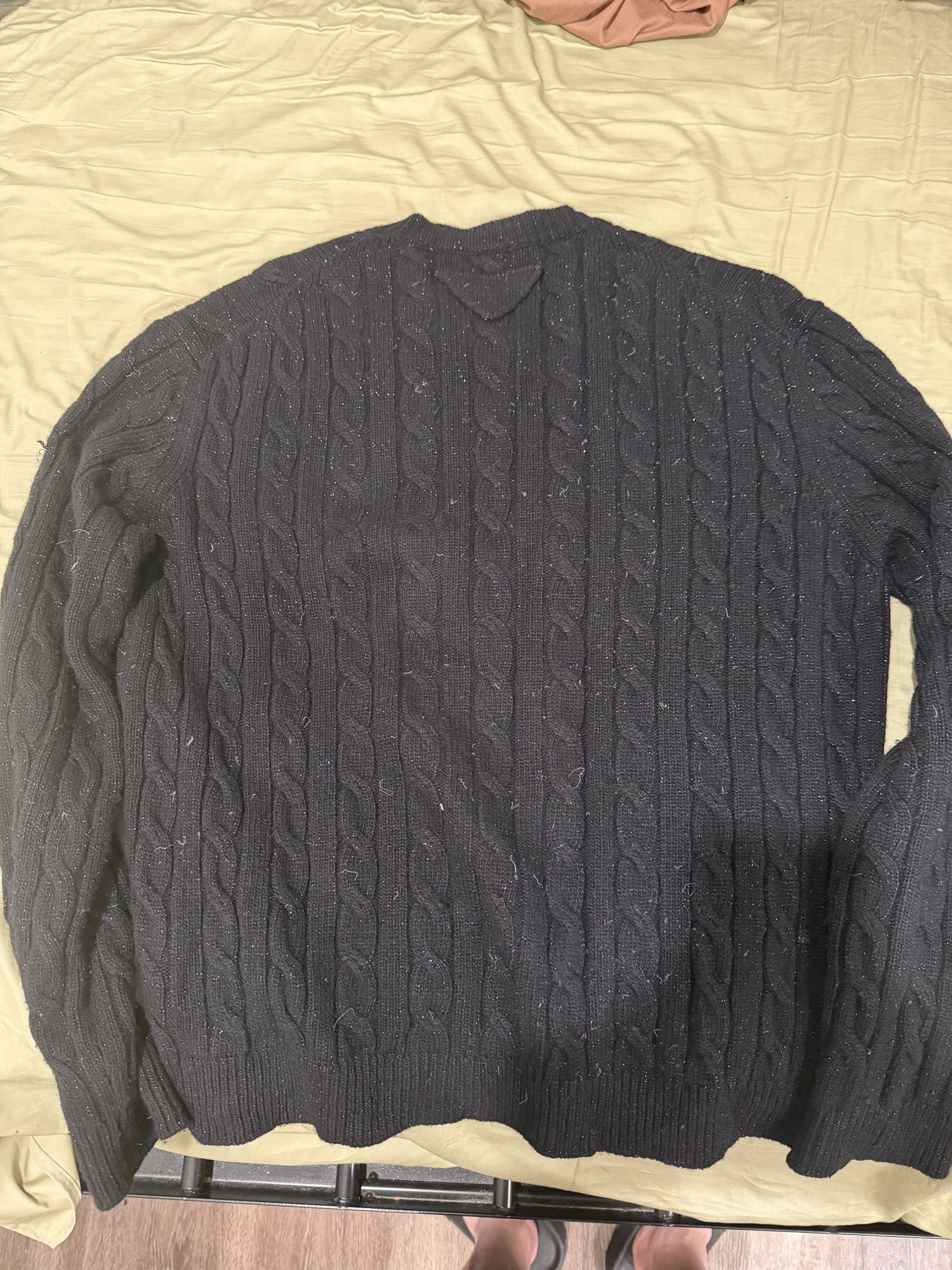 Prada Prada Metallic Cable-Knit Wool and Cashmere Sweater Size US M / EU 48-50 / 2 - 2 Thumbnail