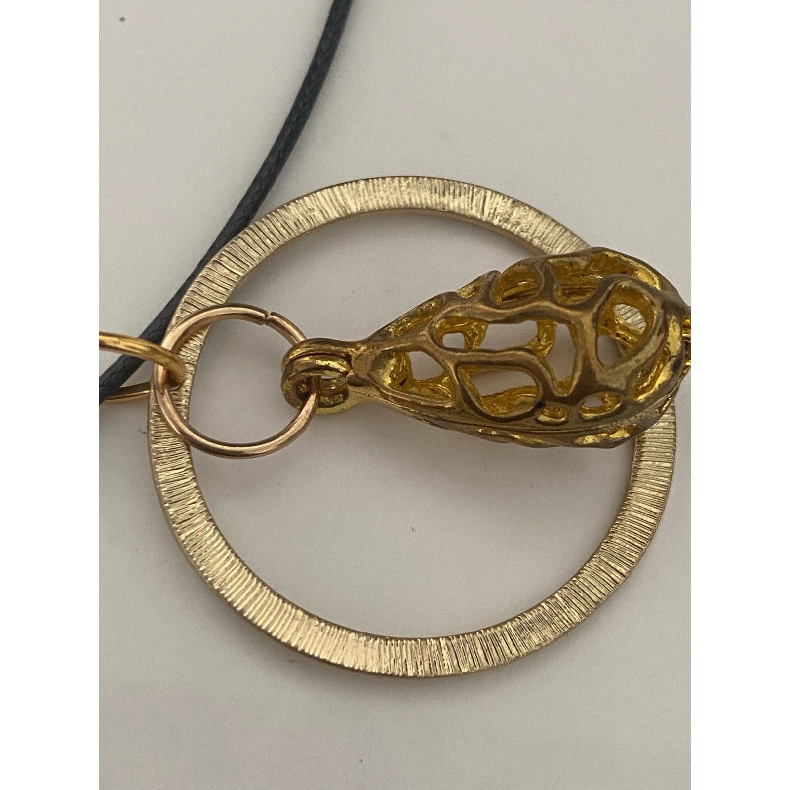 Handmade Upcycled hoop and cage pendant necklace gold tone Size ONE SIZE - 2 Thumbnail