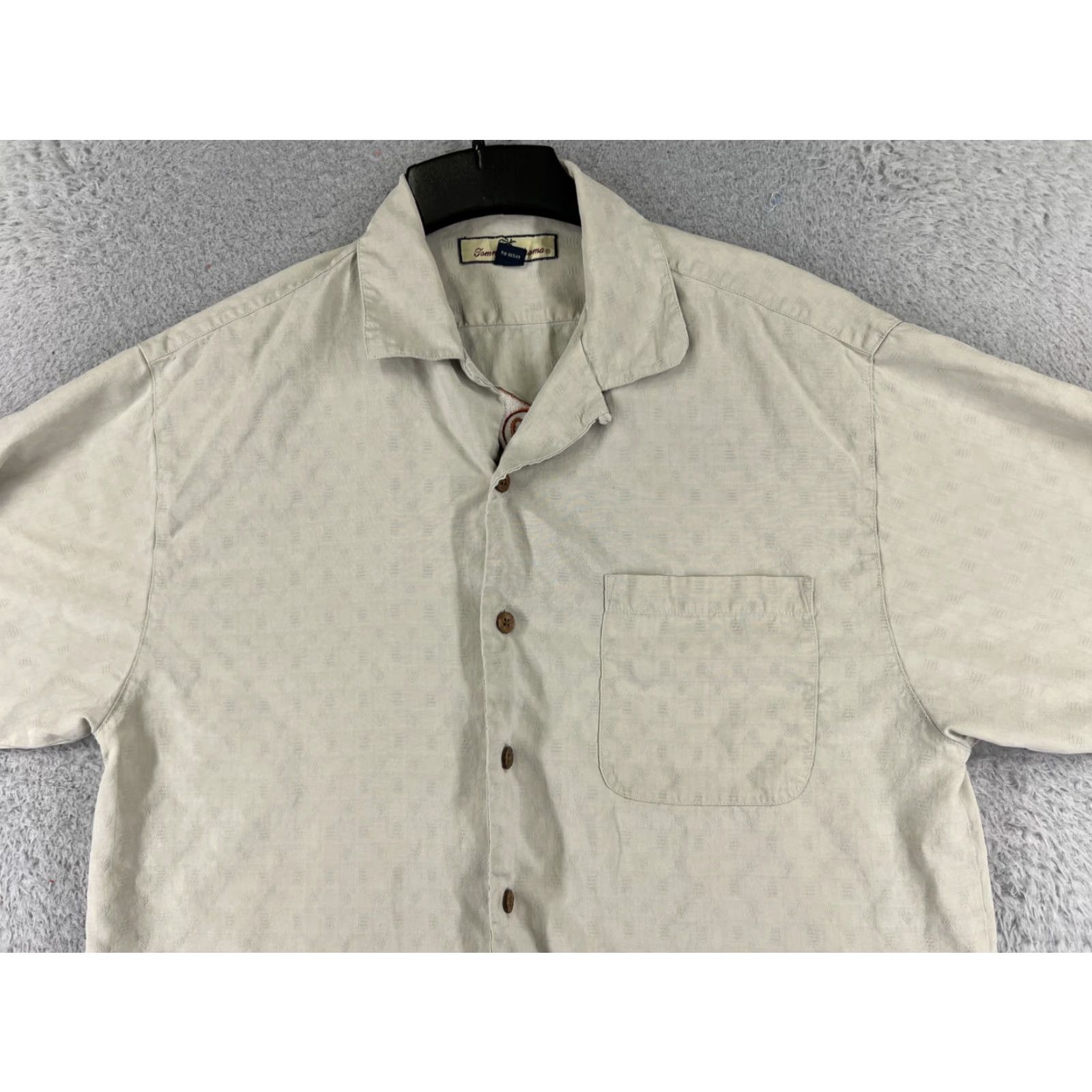Tommy Bahama Tommy Bahama Shirt Men Medium Beige Silk 19th Hole Button-Up Floral Aloha Beach Hawaiian Resort Vacation Mix Masters Golf - Mens Size US M / EU 48-50 / 2 - 5 Thumbnail