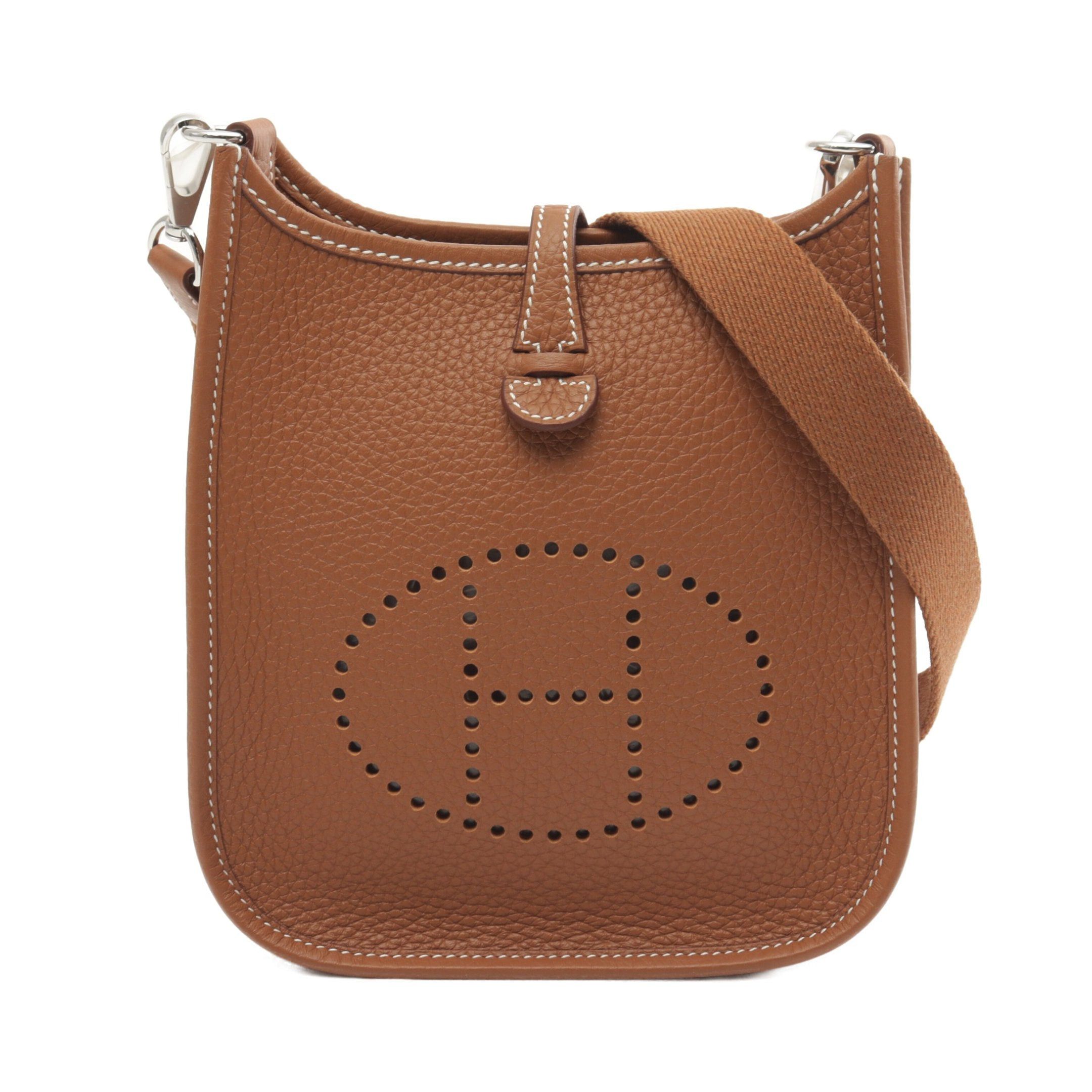 Hermes Hermes Evelyn Tpm Gold Shoulder Bag Clemence Leather Light Brown Silver Hardware Double Engraved Size ONE SIZE - 1 Thumbnail