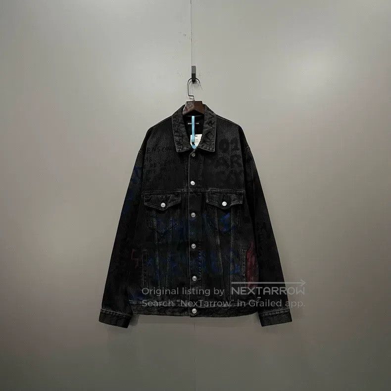 Balenciaga Balenciaga Black Graffiti Denim Jacket Size US S / EU 44-46 / 1 - 1 Thumbnail