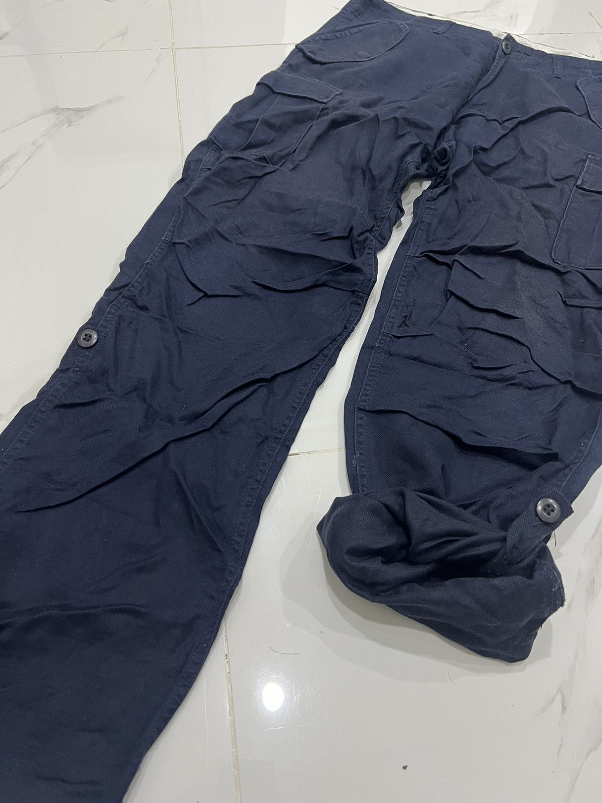 Japanese Brand Dark Blue Adjustable Waist Tactical Cargo Pants Size US 32 / EU 48 - 7 Thumbnail