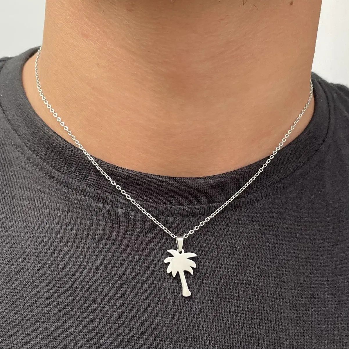 Jewelry Silver color 2 necklaces palm and lightning Size ONE SIZE - 2 Thumbnail