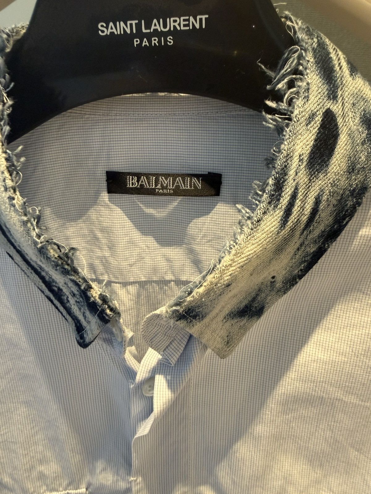 Balmain Blue shirt with denim collar size39 Size US M / EU 48-50 / 2 - 3 Thumbnail
