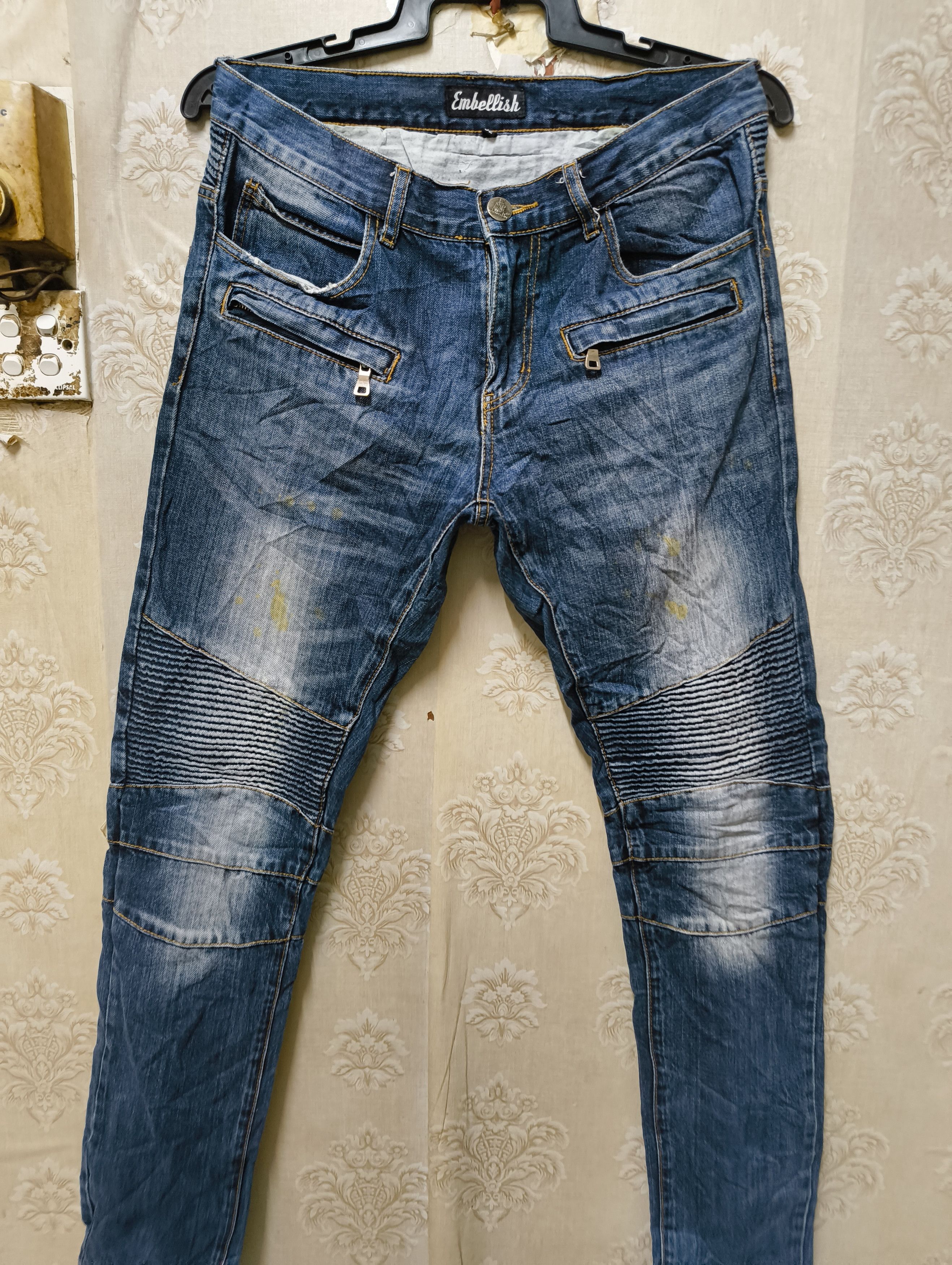 Japanese Brand EMBELLISHED BIKER JEANS Size US 33 - 3 Thumbnail