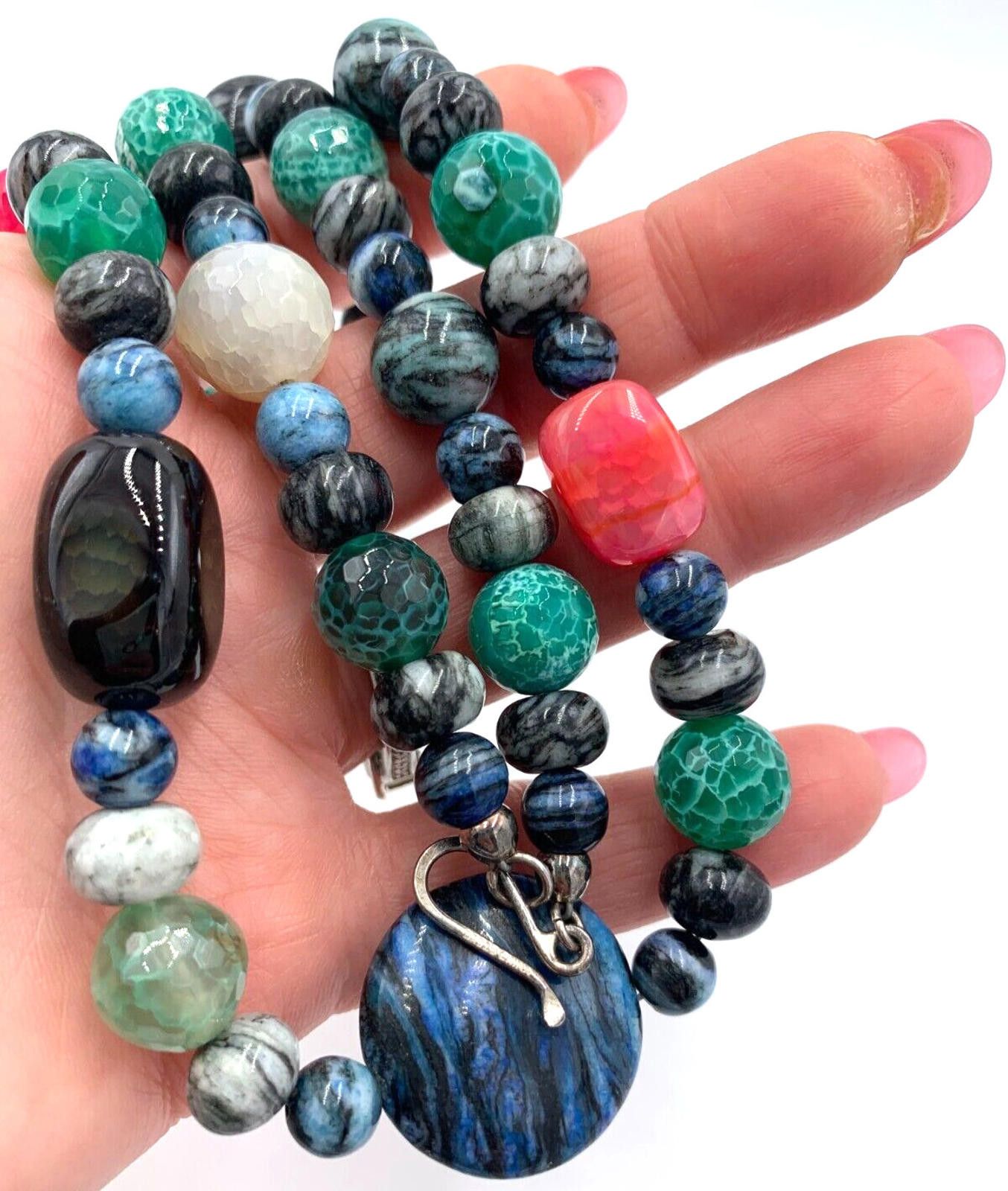 Other DTR Jay King Multicolor Dyed Agate Sterling Silver Necklace Size ONE SIZE - 7 Thumbnail