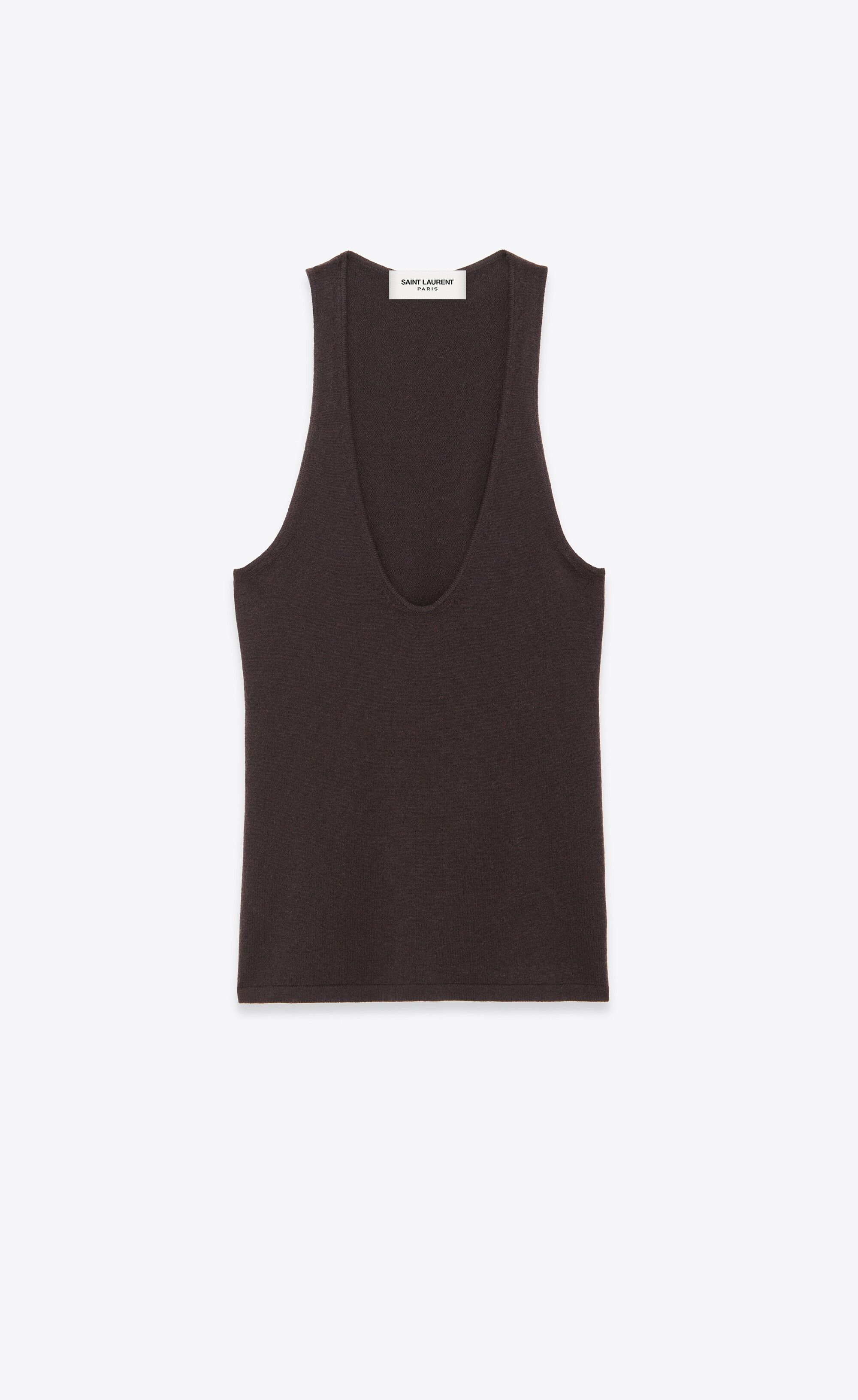 Saint Laurent Paris o1s1wg110425 Tank Top in Cashmere in Dark Brown Size XL / US 12-14 / IT 48-50 - 1 Thumbnail