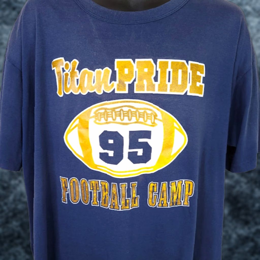 Russell Athletic VINTAGE Titan Pride Football Camp T Shirt Mens 2XL Blue 90s Made In USA Russell Athletic Mannschaft Size US XXL / EU 58 / 5 - 1 Thumbnail