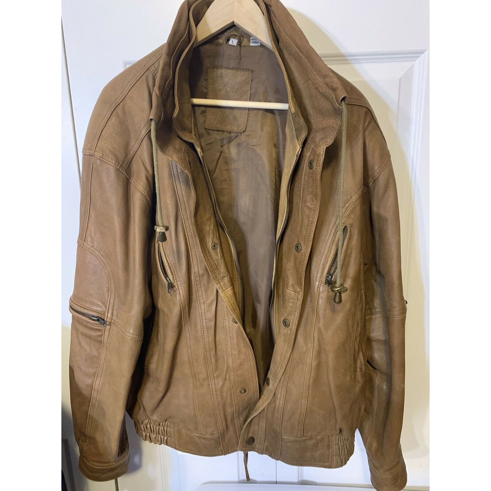 Vintage VINTAGE WALNUT BROWN Men’s Sz L LEATHER JACKET Heavy Size US L / EU 52-54 / 3 - 5 Thumbnail