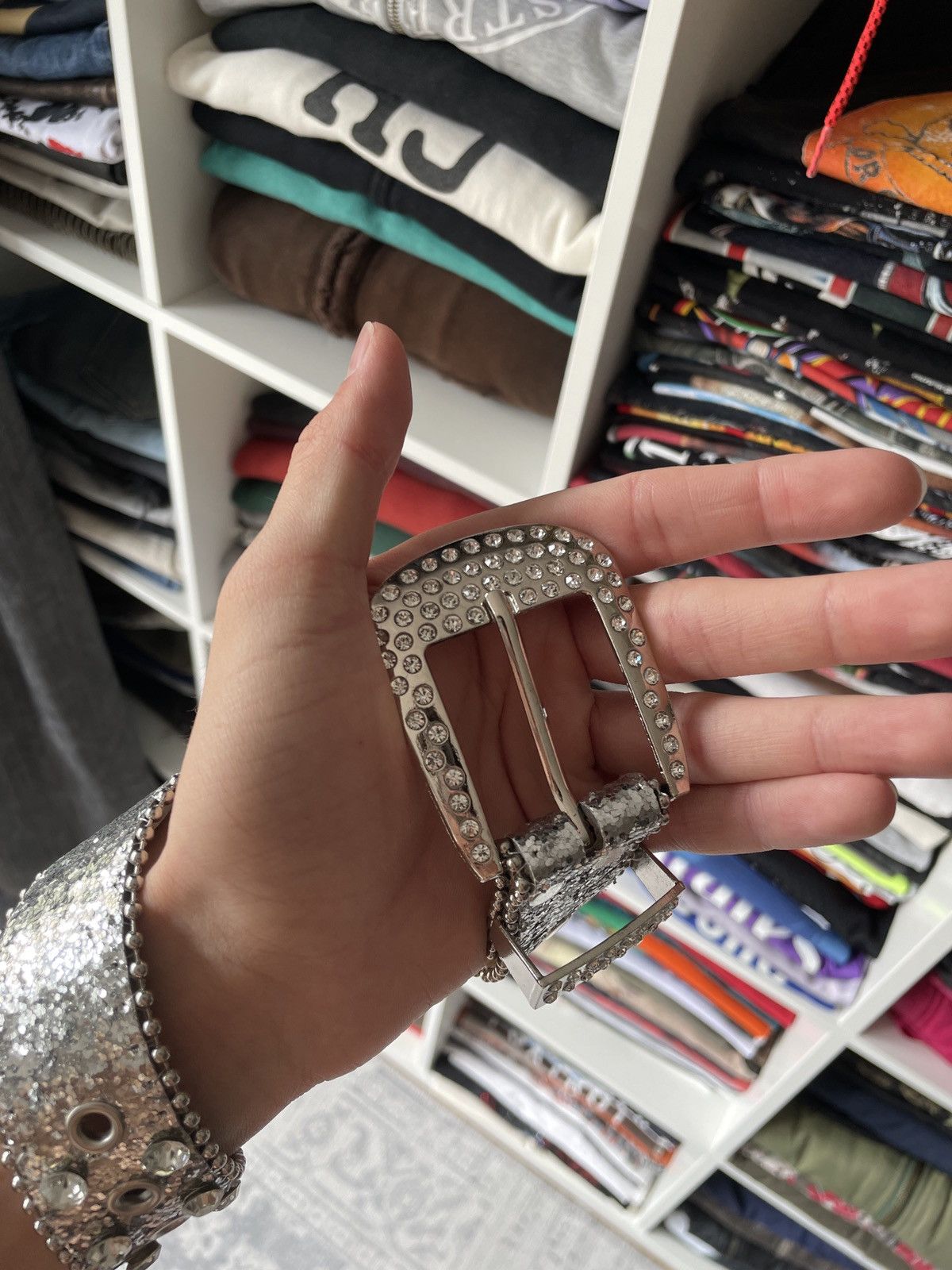 Japanese Brand Vintage Silver Belt Rhinestones Avant Garde Y2K Japanese Size ONE SIZE - 4 Thumbnail
