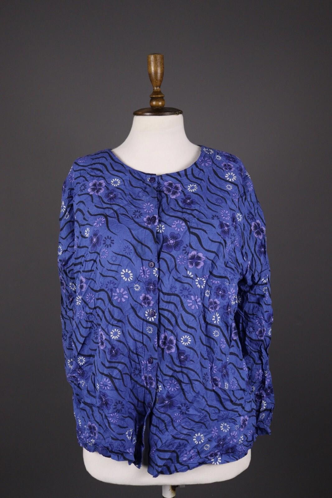 Designer Gudrun Sjode Blue Floral Print Textured Cardigan Size L Size L / US 10 / IT 46 - 1 Thumbnail