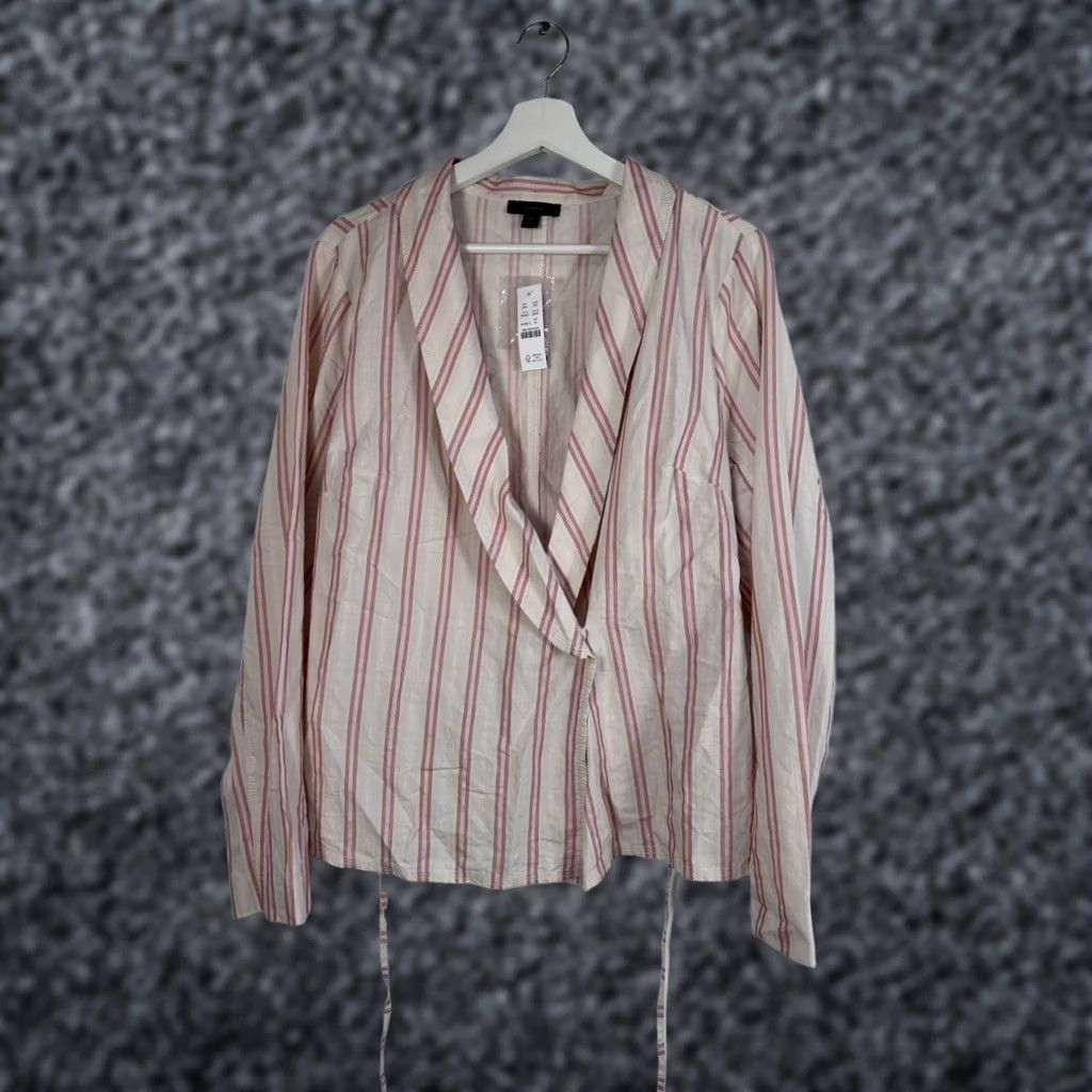 J.Crew J.Crew Womens Blouse Striped Lightweight Wrap Top XL Beige Belted BG322 New Size XL / US 12-14 / IT 48-50 - 1 Thumbnail