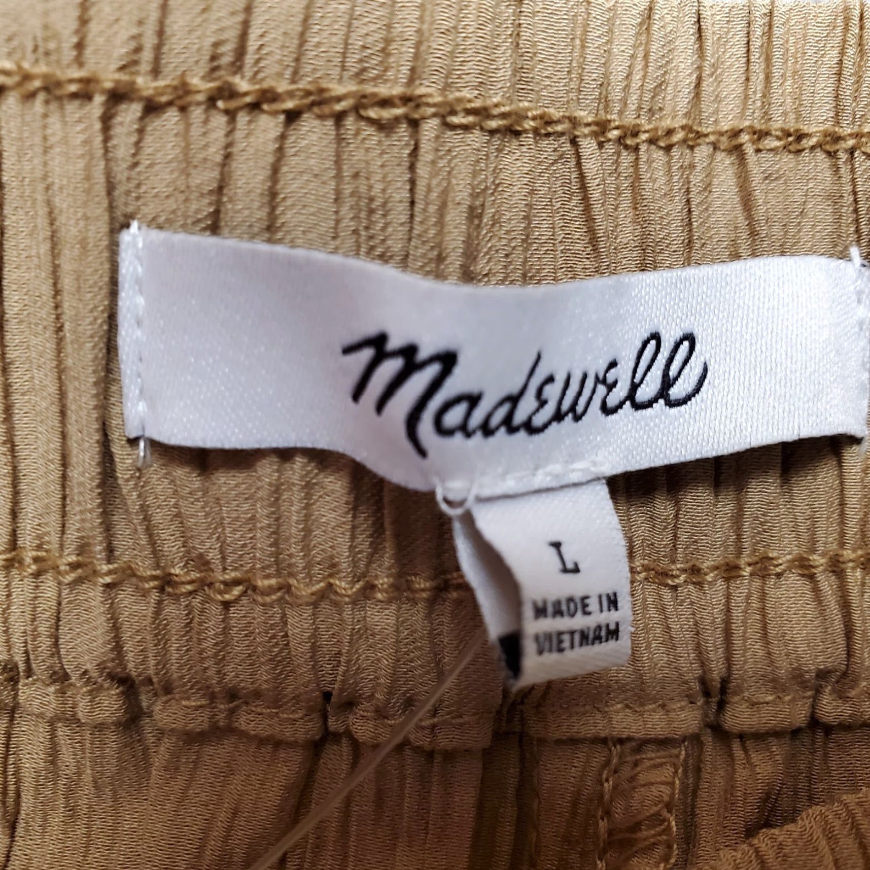 Madewell Madewell Pants Womens Large Brown Crinkle Wide Leg Crepe Elastic Waist Crop Size 36" / US 14 / IT 50 - 5 Thumbnail