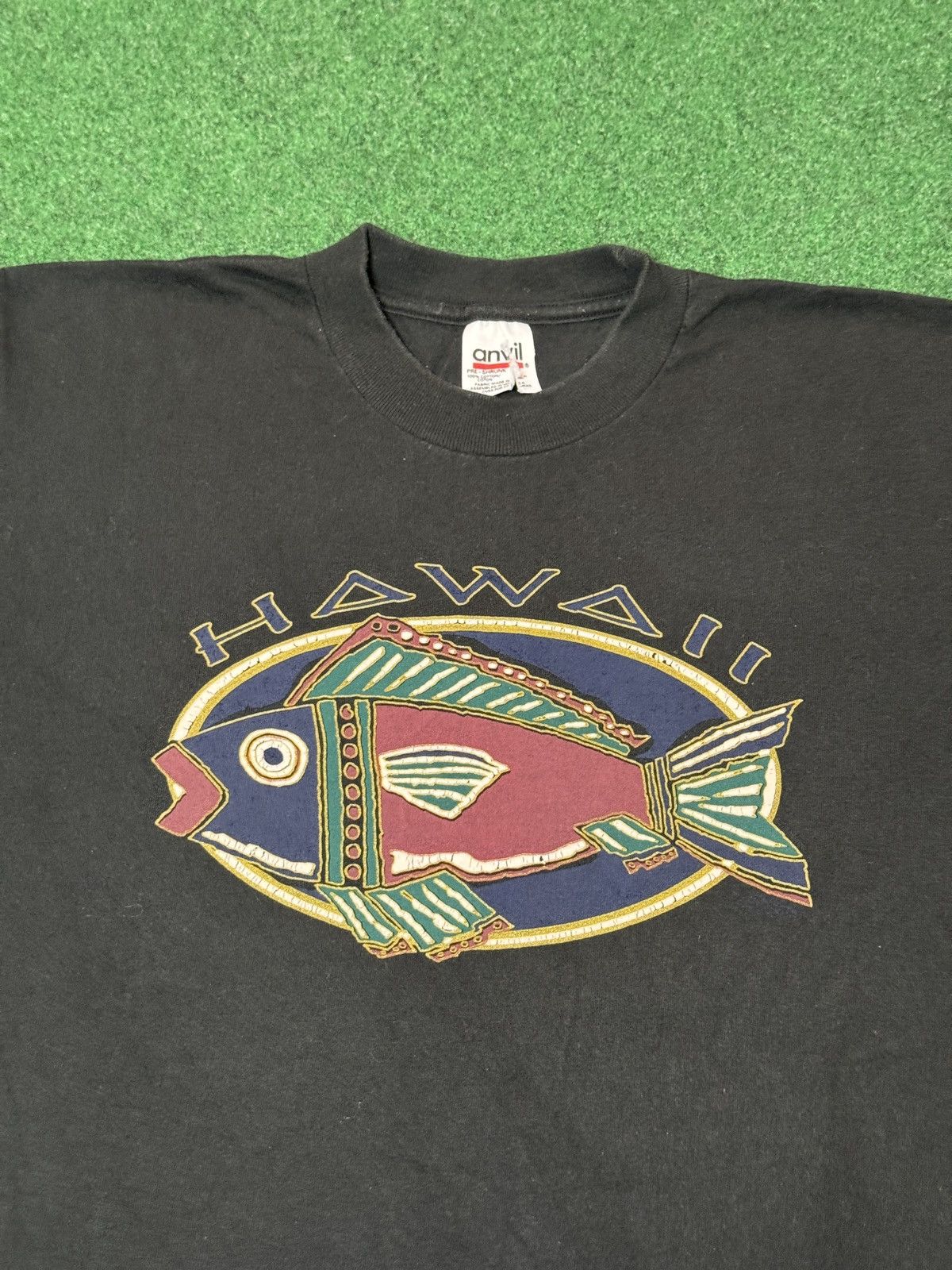 Anvil Vintage 90s Hawaii Fish Retro Large Graphic Surfer T Shirt Size US L / EU 52-54 / 3 - 2 Thumbnail