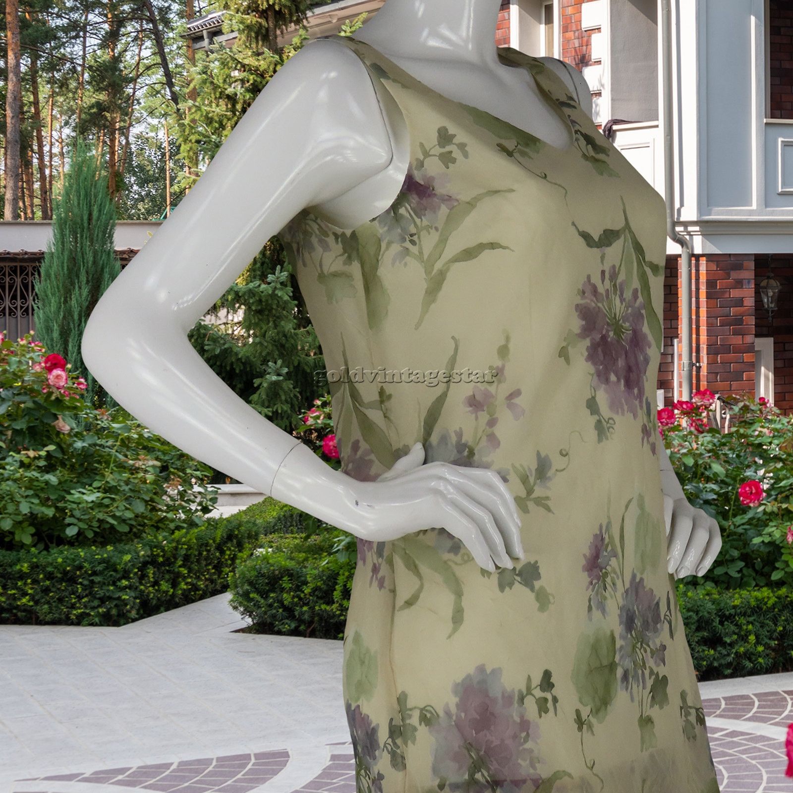Vintage Ursula of Switzerland Chiffon Flower Print Formal Dress USA Size M / US 6-8 / IT 42-44 - 11 Thumbnail