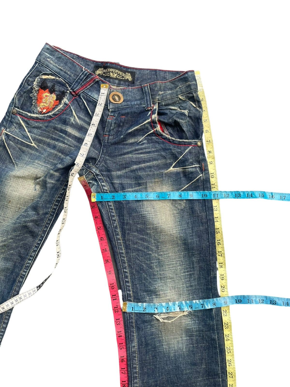 Japanese Brand Red Pepper Emboiderey Denim Size 31" - 15 Thumbnail
