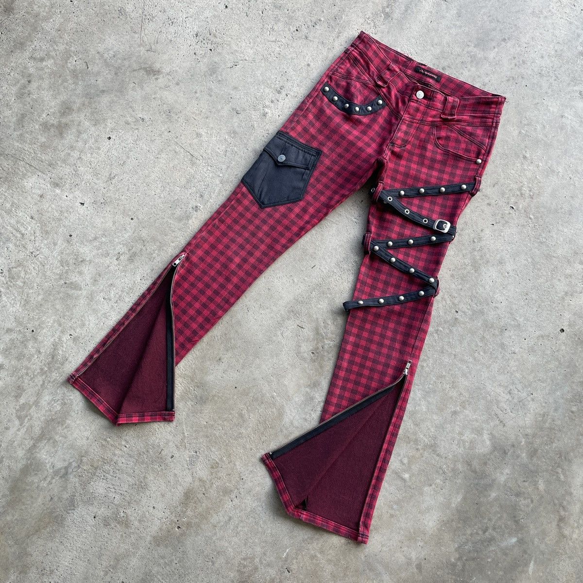 If Six Was Nine × Japanese Brand × Seditionaries Vintage Algonquins Punk Bondage Checkred Ankle Zip RARE Pant Size US 27 - 2 Thumbnail
