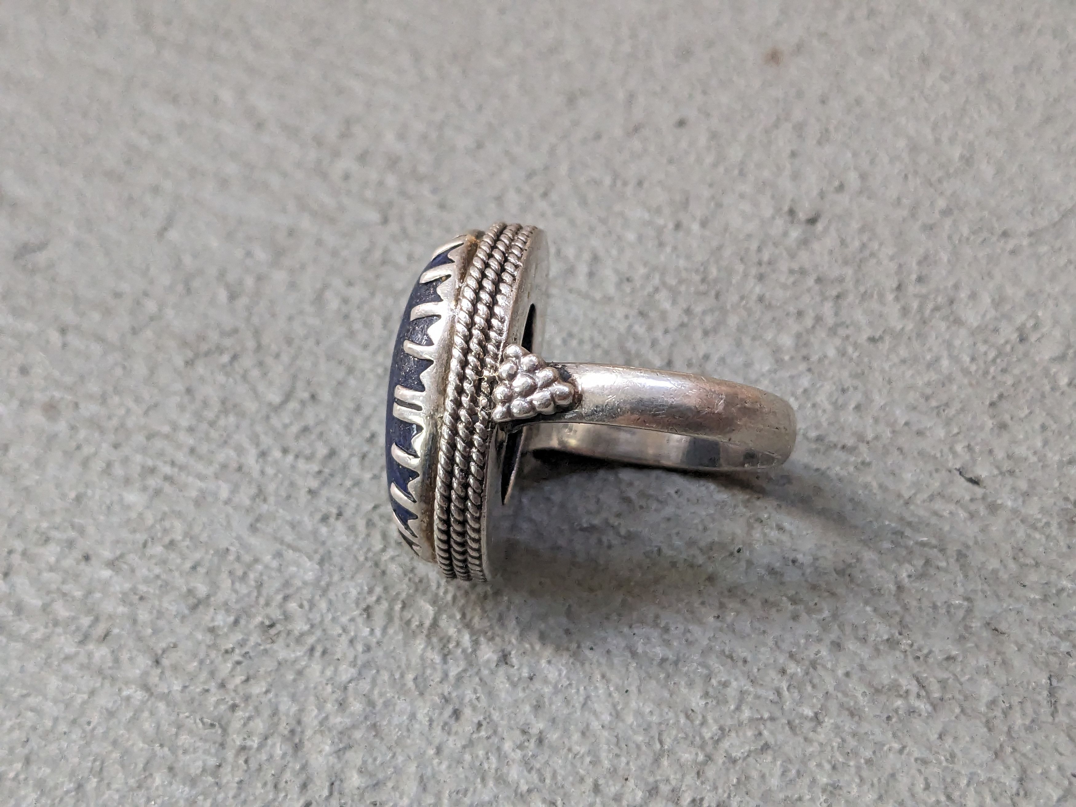 Jewelry × Vintage Vintage Sterling Silver Ring Blue Lapis Lazuli Size 7.75 Size ONE SIZE - 4 Thumbnail