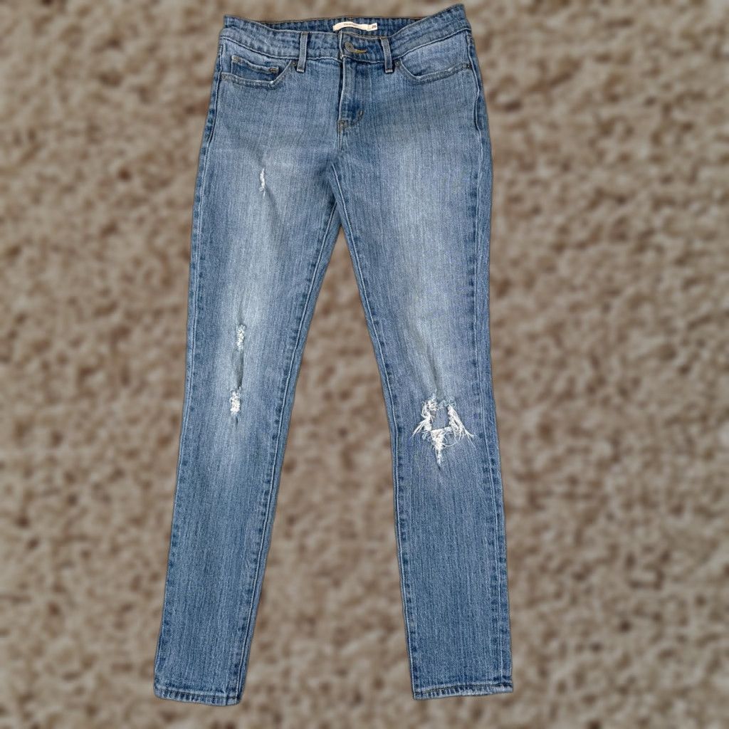 Levi's Levis Jeans 26 Blue Denim 711 Skinny Distressed Low Rise 26x29 Womens Size 26" / US 2 / IT 38 - 1 Thumbnail