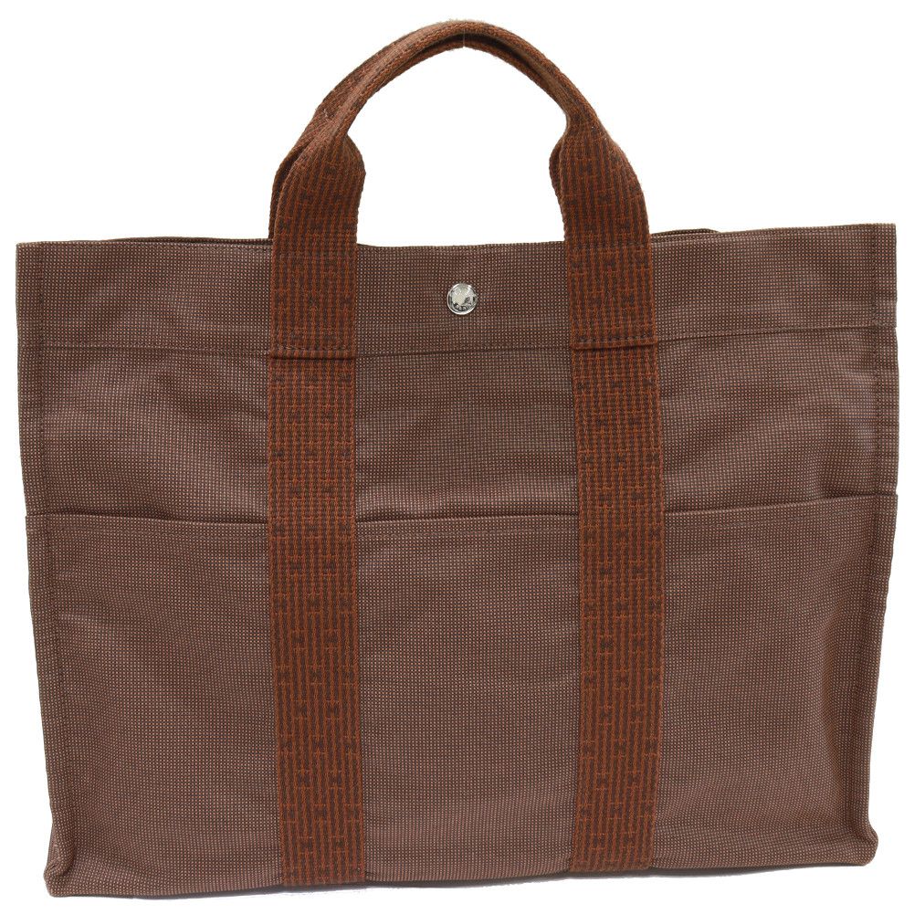 Hermes Hermes Hermes Canvas Tote Bag MM Brown Canvas Tote Bag 2403182 in Great Condition Size ONE SIZE - 1 Thumbnail