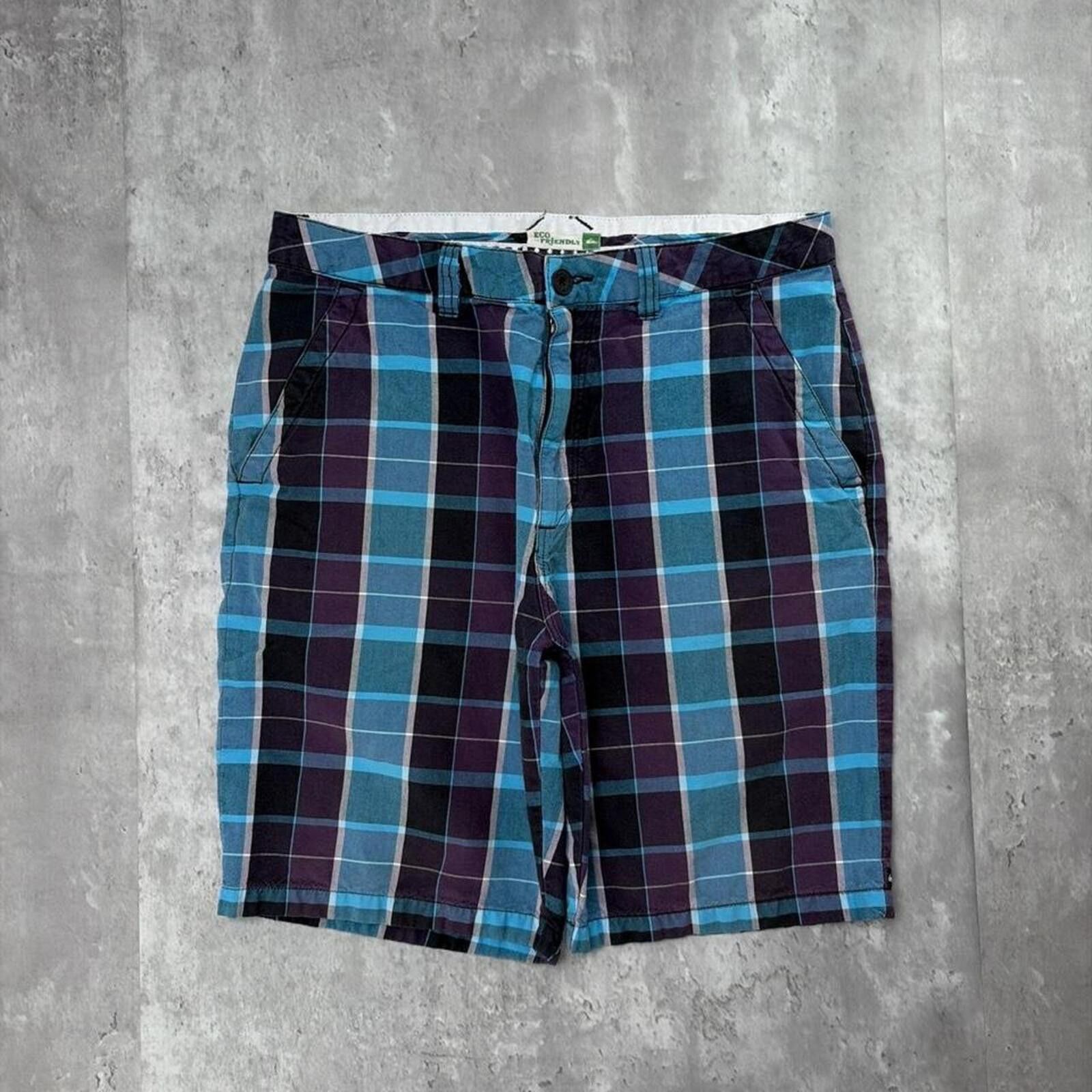 Quiksilver Y2K Purple Quiksilver Grunge Surf Baggy Plaid Shorts Size US 32 / EU 48 - 2 Thumbnail