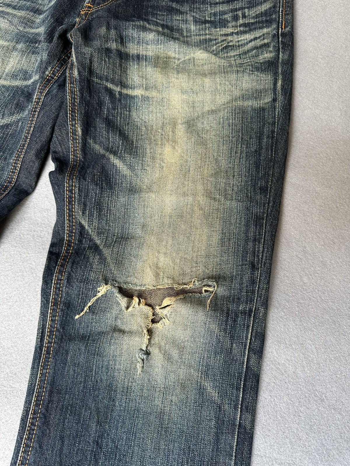 Japanese Brand FLARE Edwin Distressed Denim Size US 31 - 7 Thumbnail