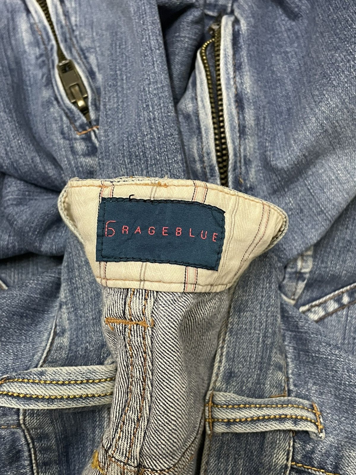 Vintage 1990s Japan Designer RageBlue Double Zip Blue Denim