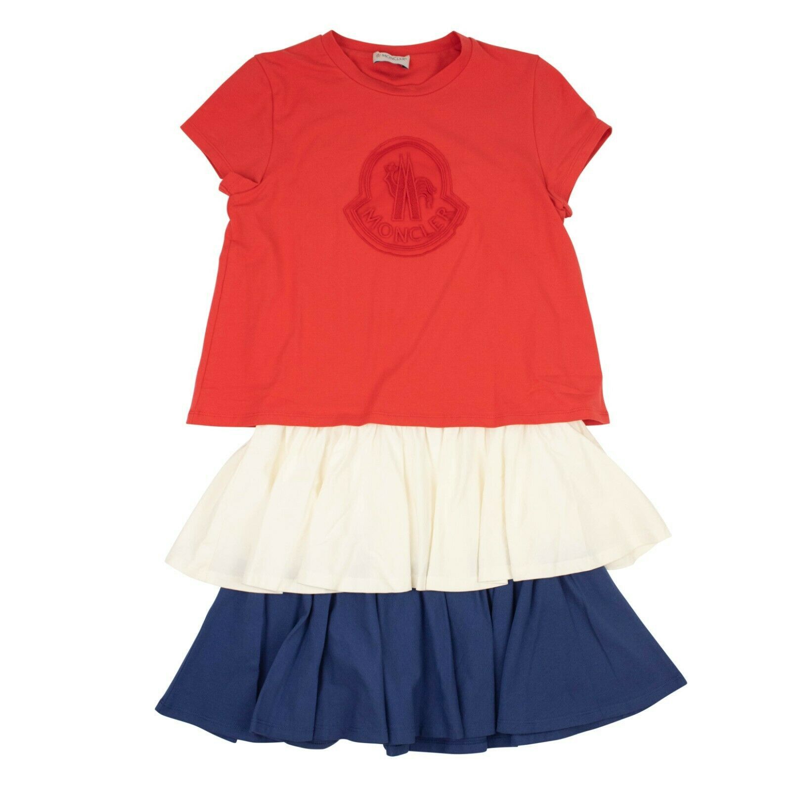 image of Moncler Red Layered Ruffle Kid Dress Size 10