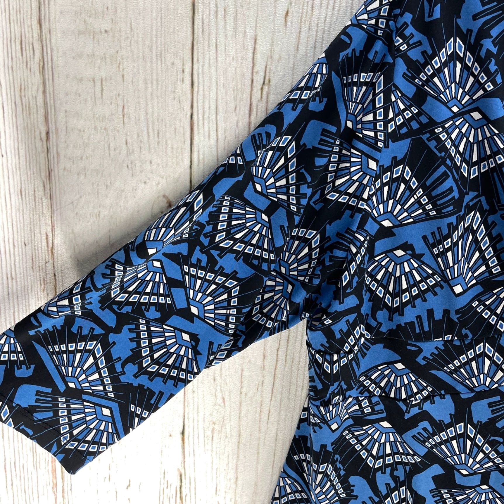 JM Collection JM Collection Women Blouse XL Blue Boho Geometric 3/4 Sleeve Casual Office Tunic Top Blouse Size XL / US 12-14 / IT 48-50 - 5 Thumbnail