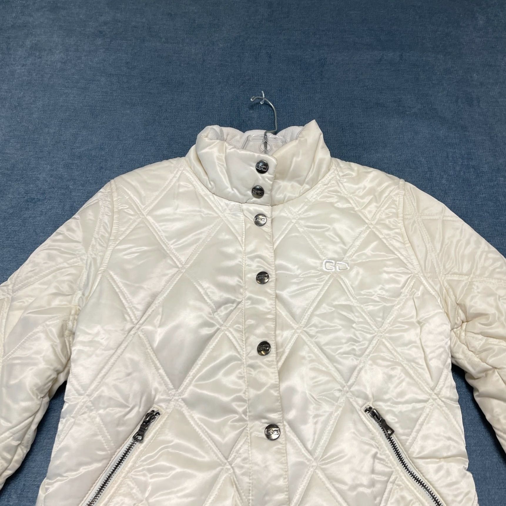 Guess VINTAGE Guess Puffer Jacket Womens M White Fleece Lined Quilted Snap Front Y2K Size M / US 6-8 / IT 42-44 - 4 Thumbnail