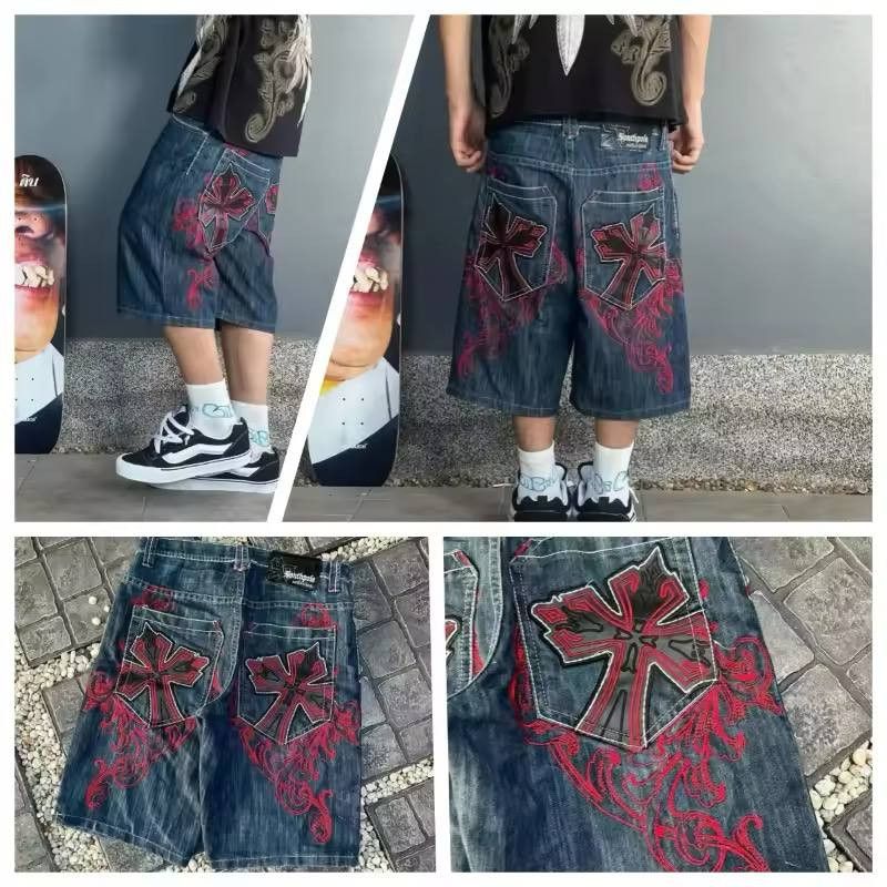 Vintage retro embroidered denim shorts Size US 36 / EU 52 - 4 Thumbnail