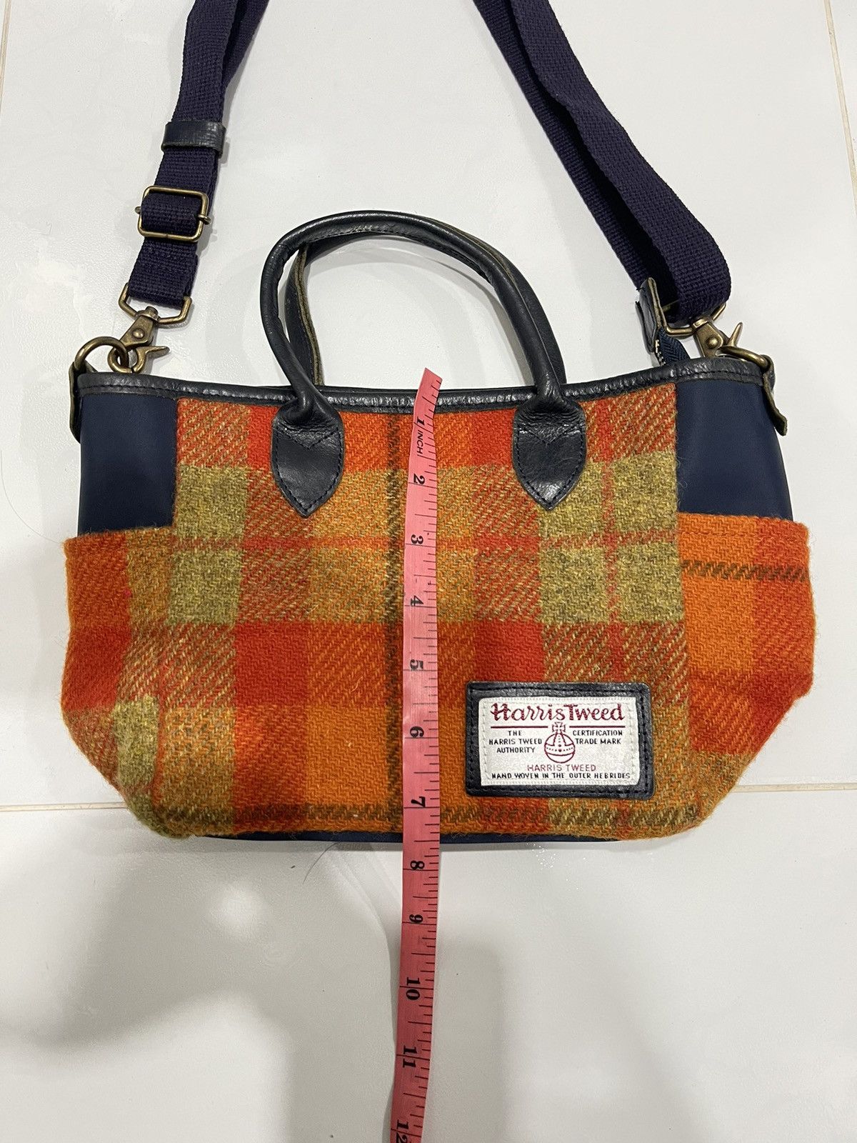 Harris Tweed Vintage Harris Tweed X BPQC 2 Way Orange Plaid Wool Bag Size ONE SIZE - 13 Thumbnail