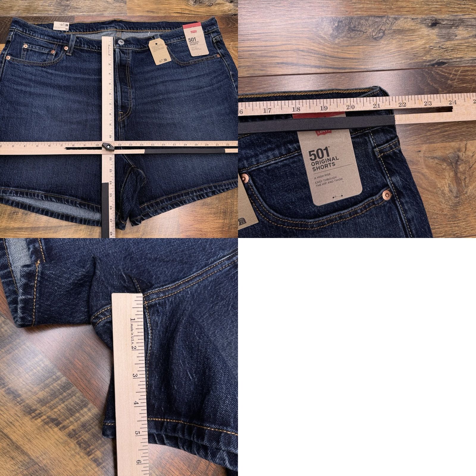 Levi's Levi's 501 Shorts Womens 22W Button Fly High Rise Stretch Denim Casual Blue 5-Pocket Womens Plus"} Size 40" / US 18 - 9 Thumbnail