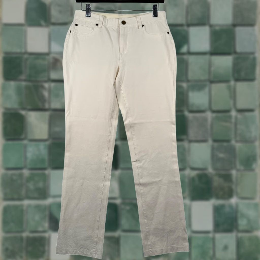 Vintage Chico's Pants Straight Leg Ivory 4 Chino Flat Front Button Zip Stretch Twill 28 Inseam, 29 Waist Womens Size 27" / US 4 / IT 40 - 1 Thumbnail