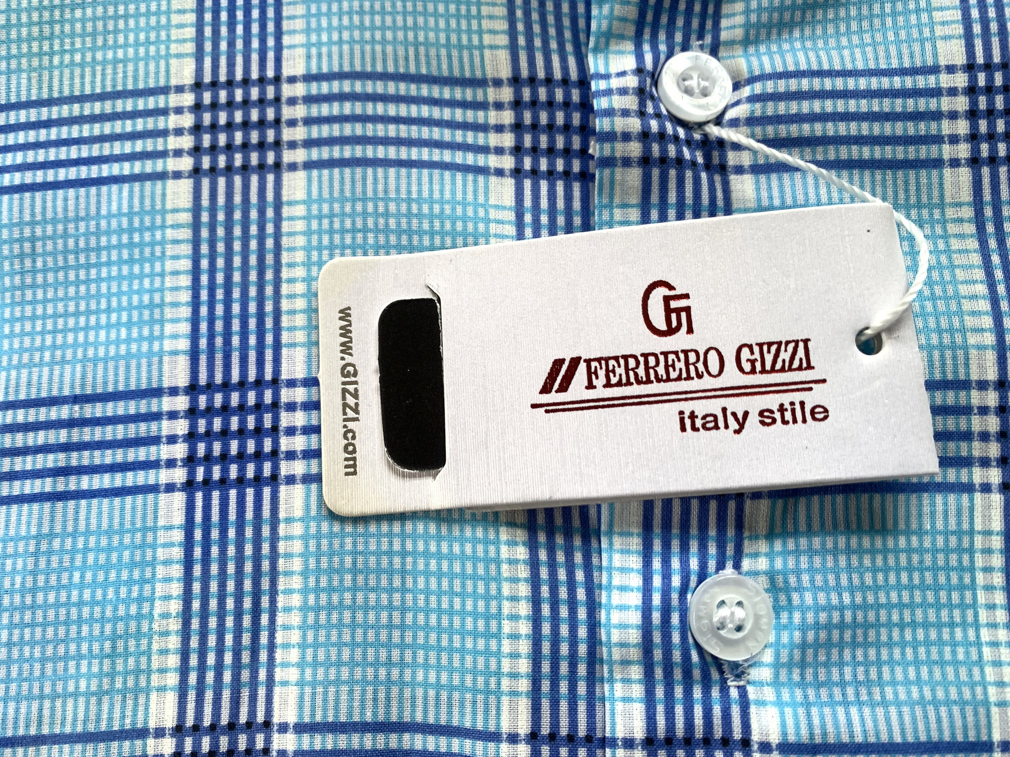 Other Ferrero Gizzi Blue Plaid Slim Fit Short Sleeve Shirt Size US M / EU 48-50 / 2 - 7 Thumbnail