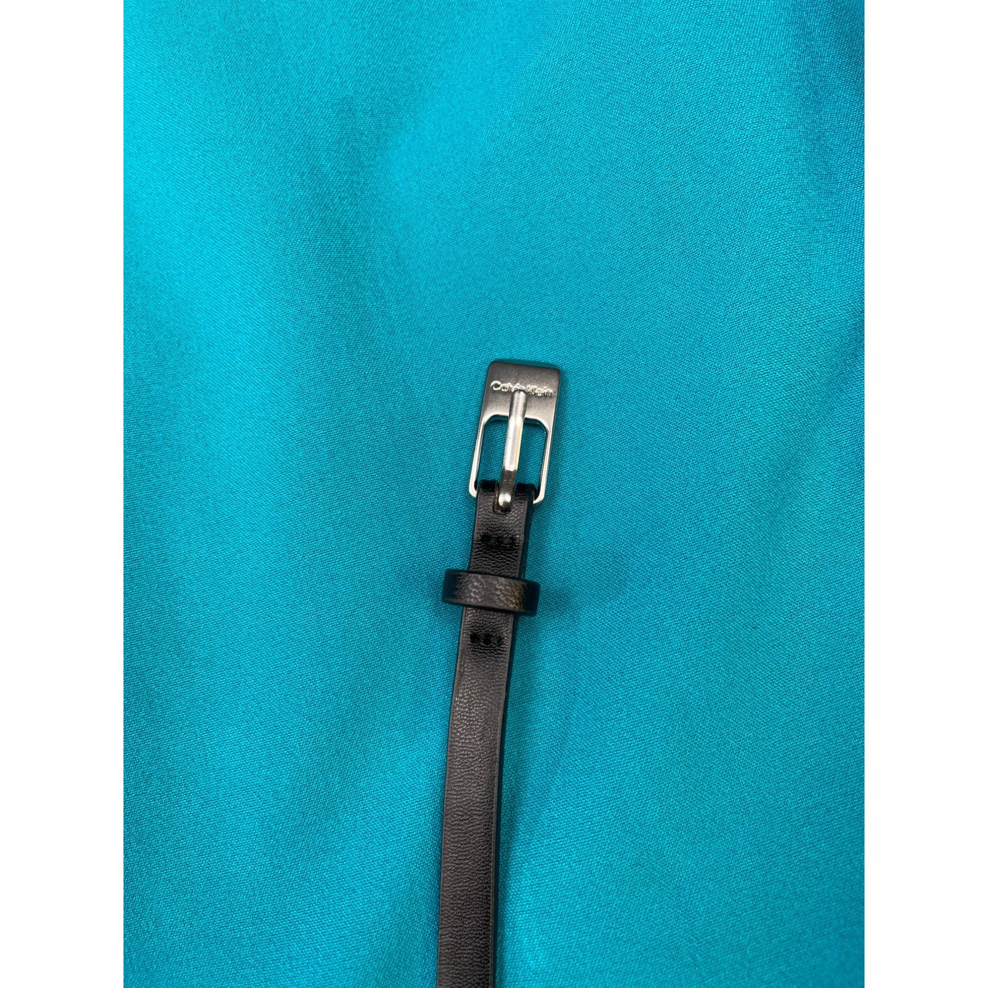 Calvin Klein Calvin Klein Womens Aqua Blue Sleeveless Sheath Belted Dress Size L / US 10 / IT 46 - 7 Thumbnail